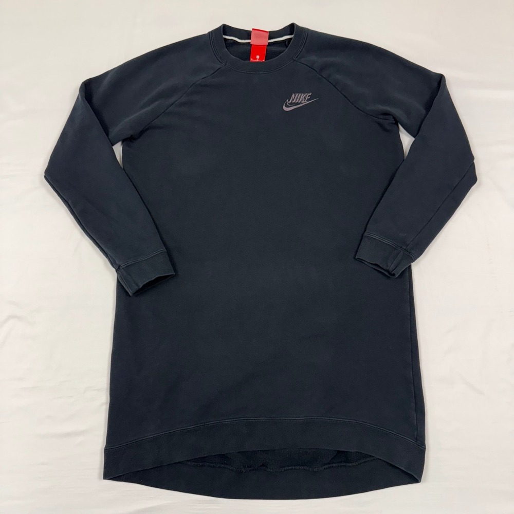 Distressed Nike Women's Crew Neck Long Sleeve Sweatshirt Dress Black Size M‎